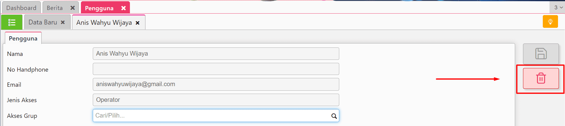 Hapus Pengguna Accurate Online