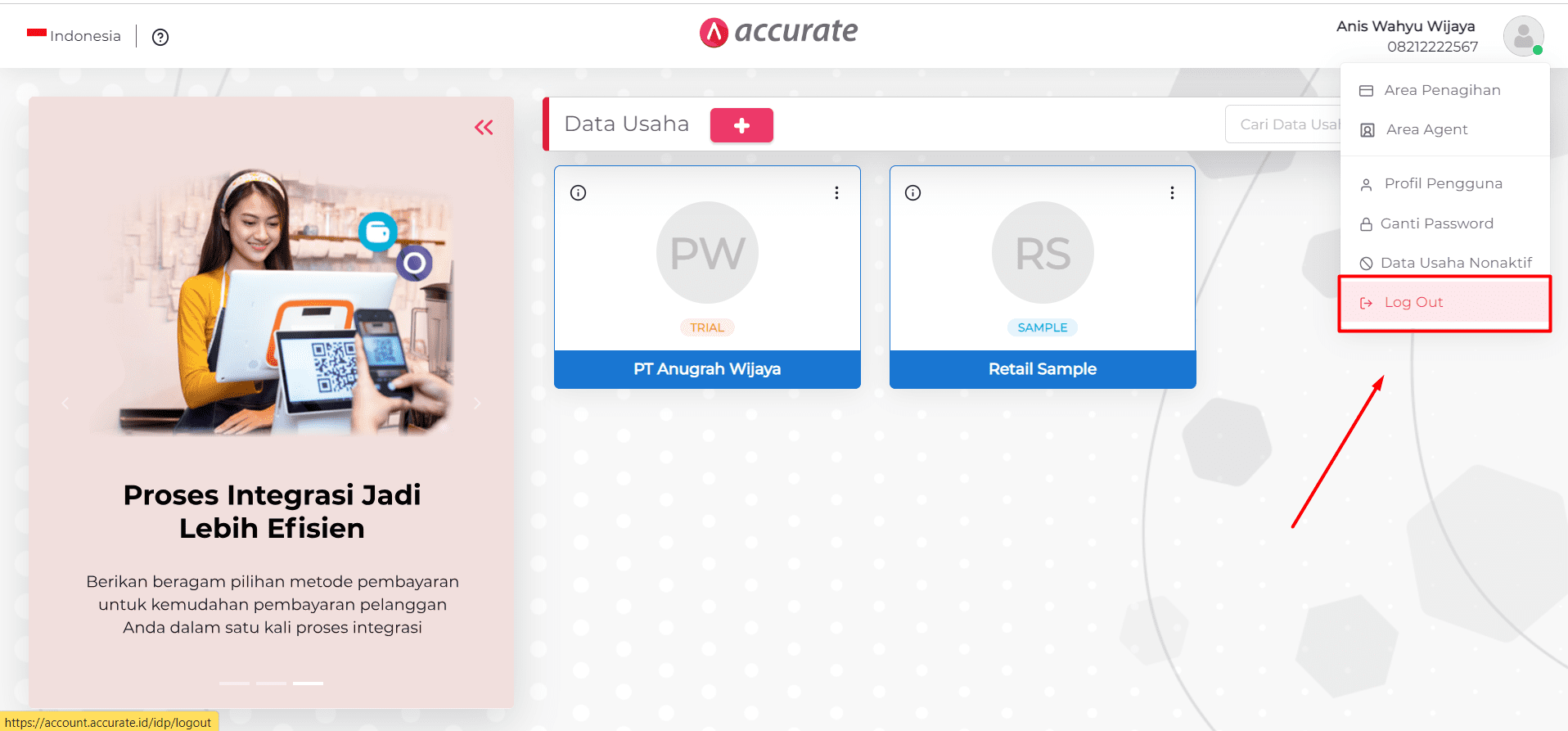 cara keluar database di Accurate Online