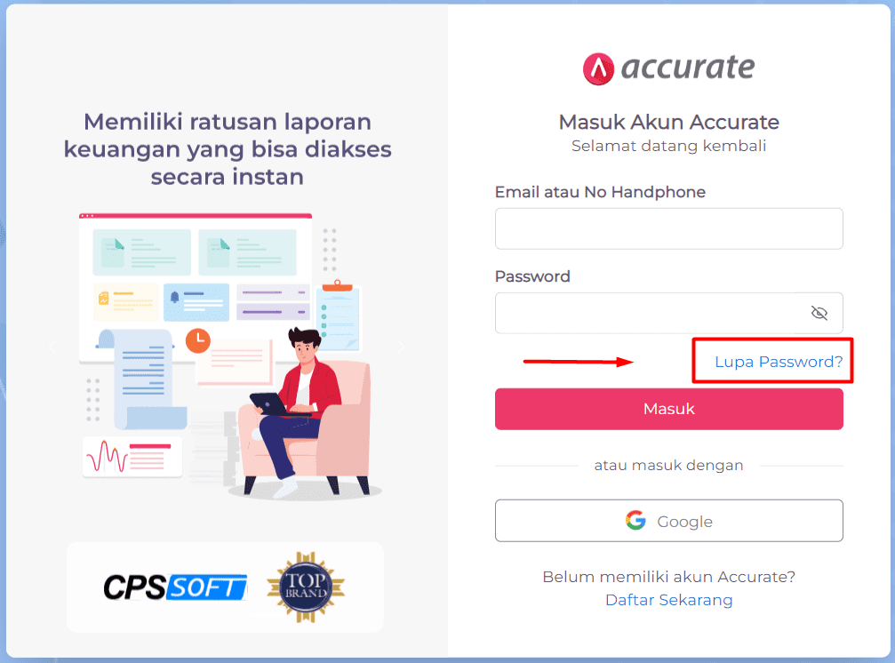 cara reset password akun di Accurate Online