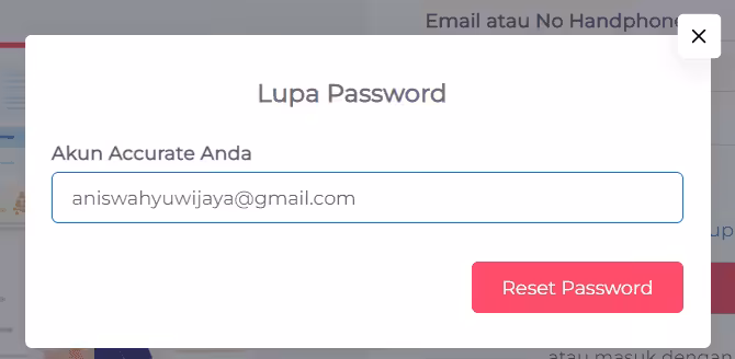 cara reset password akun di Accurate Online