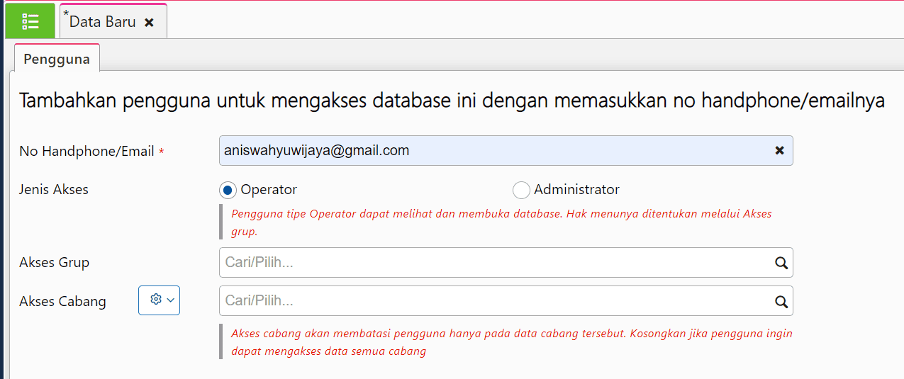 Tambah Pengguna Accurate Online
