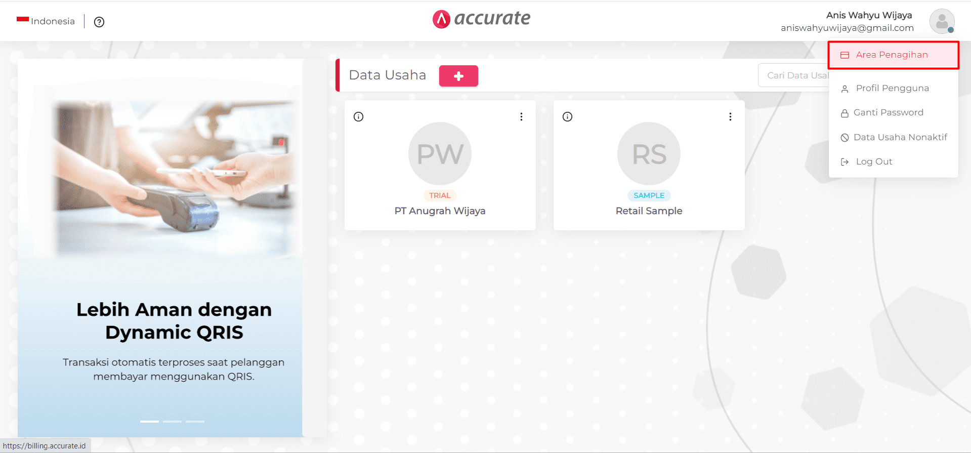cara aktivasi database di Accurate Online