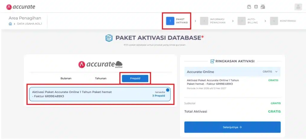 Aktivasi Database di Accurate Online 