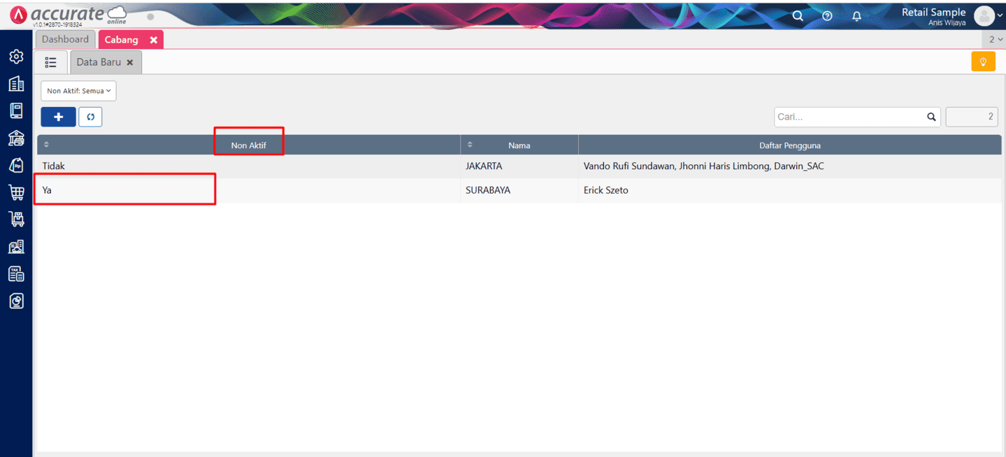non aktif fitur cabang di accurate online