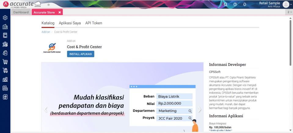 fitur departemen di accurate online