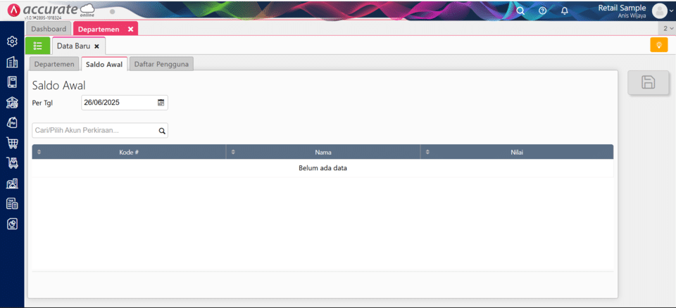fitur departemen di accurate online