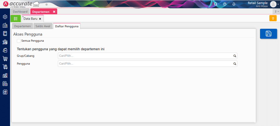 fitur departemen di accurate online