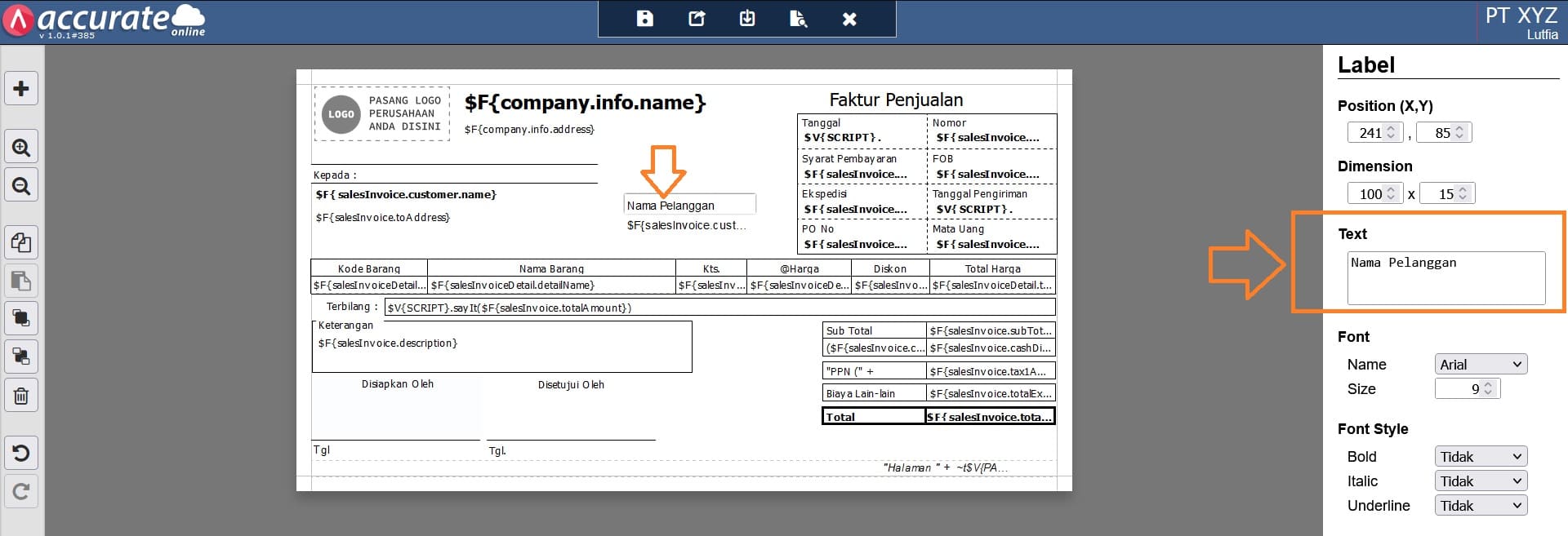 fitur desain cetakan di accurate online