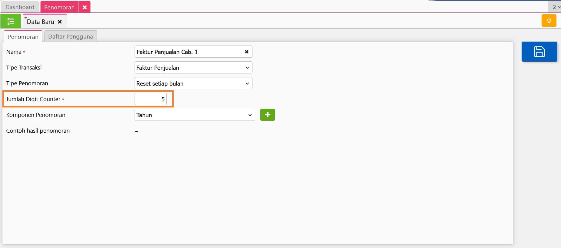 fitur penomoran di accurate online