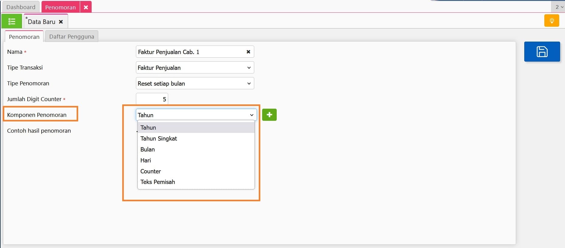 fitur penomoran di accurate online