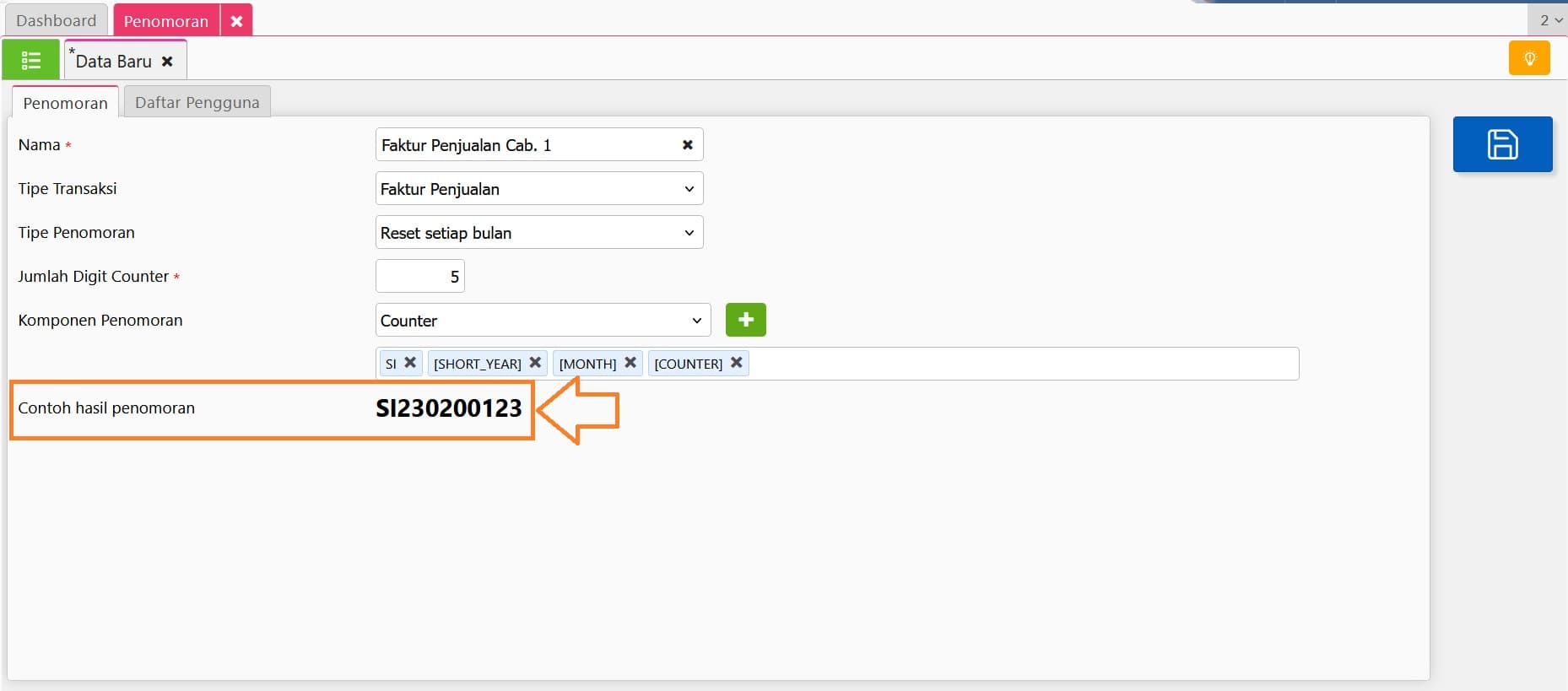 fitur penomoran di accurate online