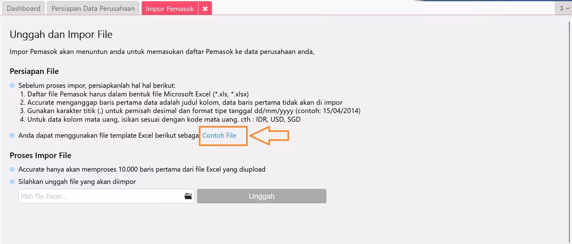 melengkapi data perusahaan pemasok