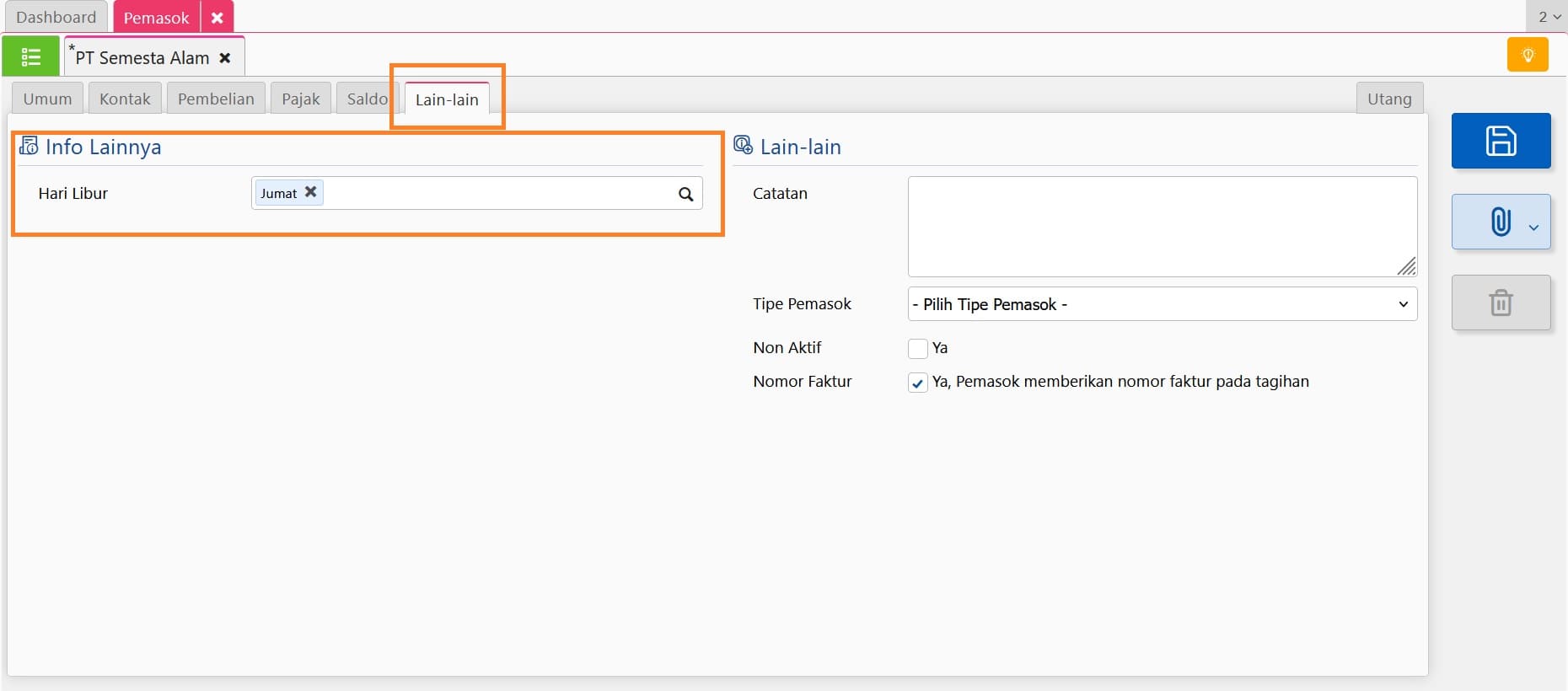 atribut tambahan pemasok di preferensi
