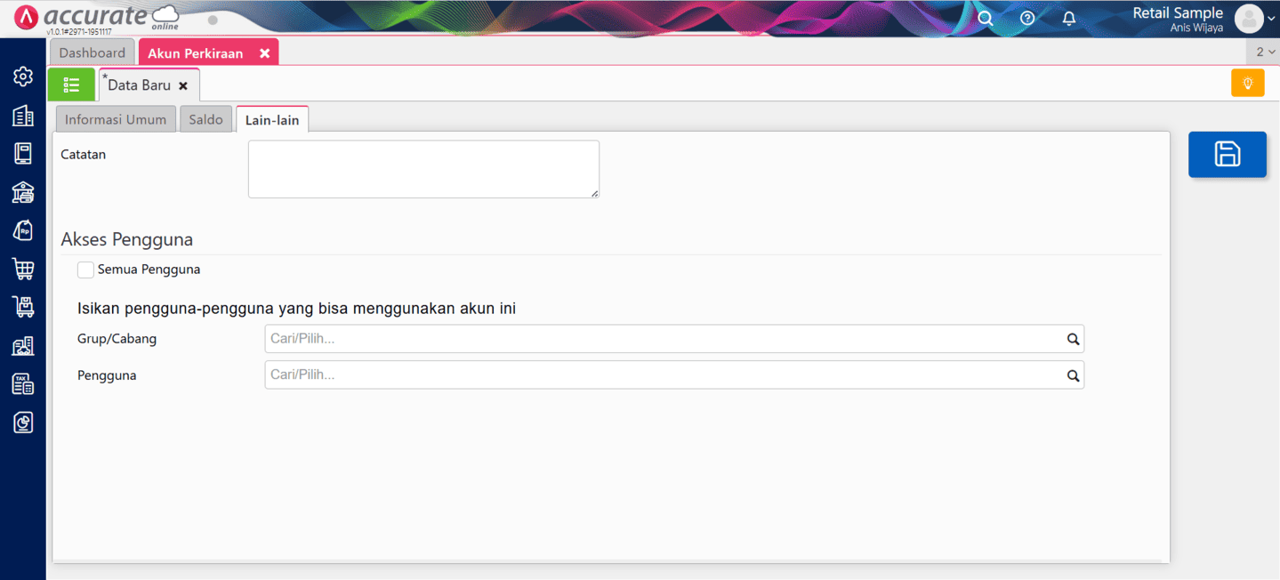 fitur akun perkiraan di accurate online
