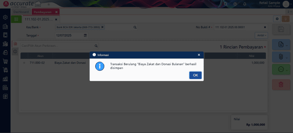 Fitur Transaksi Berulang di Accurate Online