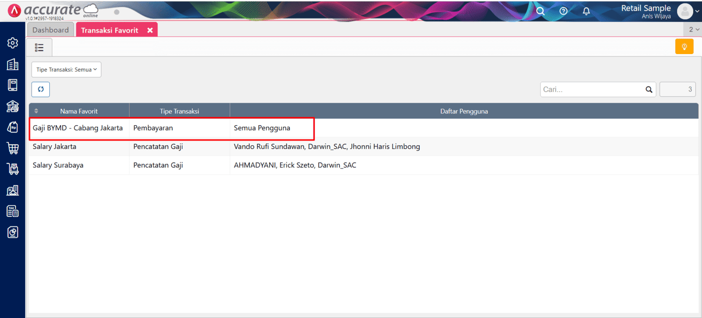 fitur transaksi favorit di Accurate Online