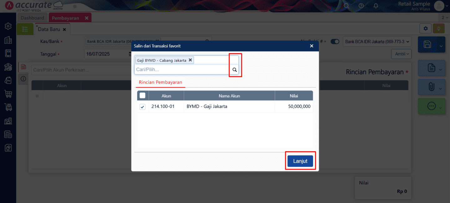 fitur transaksi favorit di Accurate Online