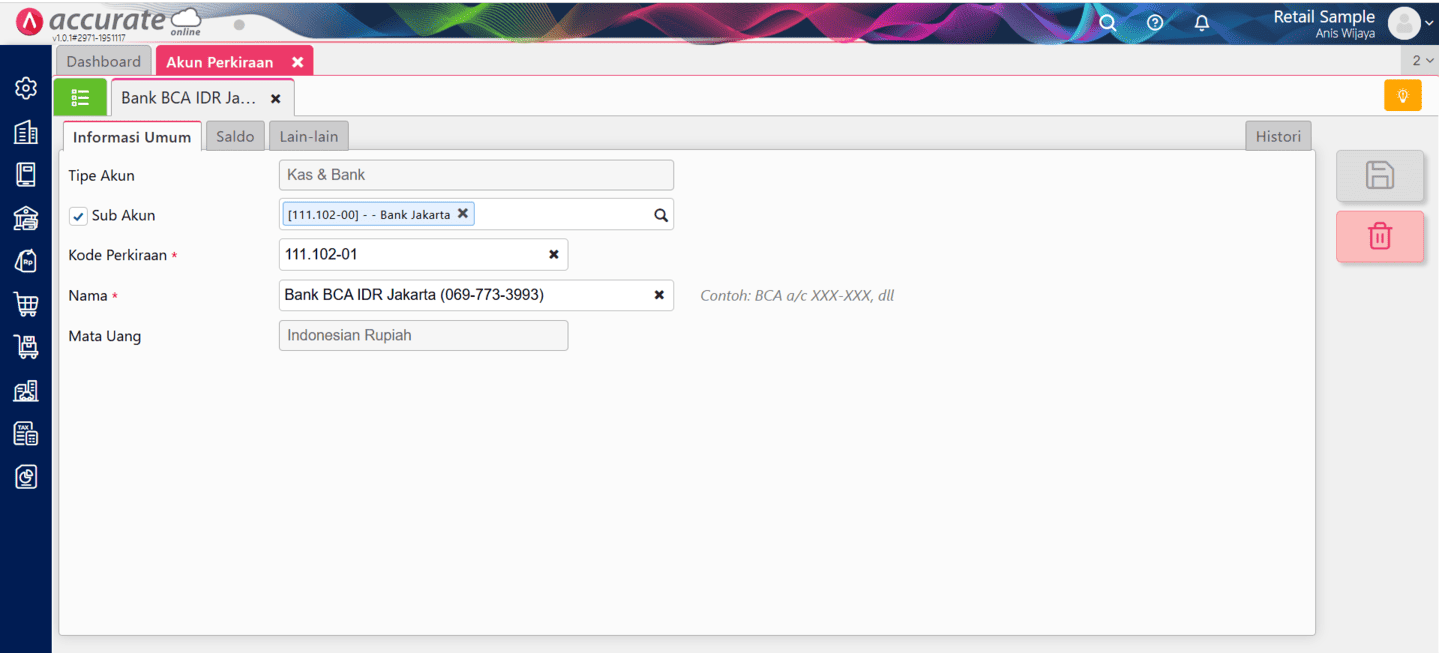 membuat akun perkiraan di Accurate Online