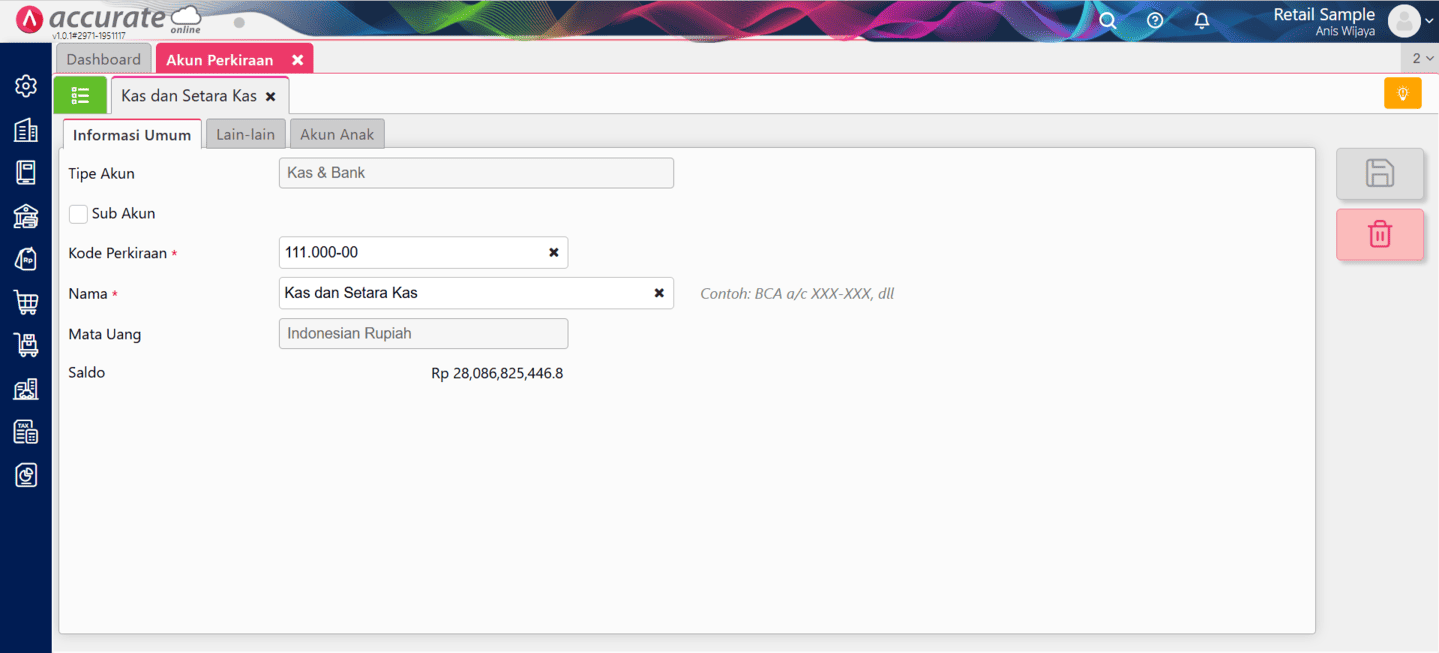 membuat akun perkiraan di Accurate Online