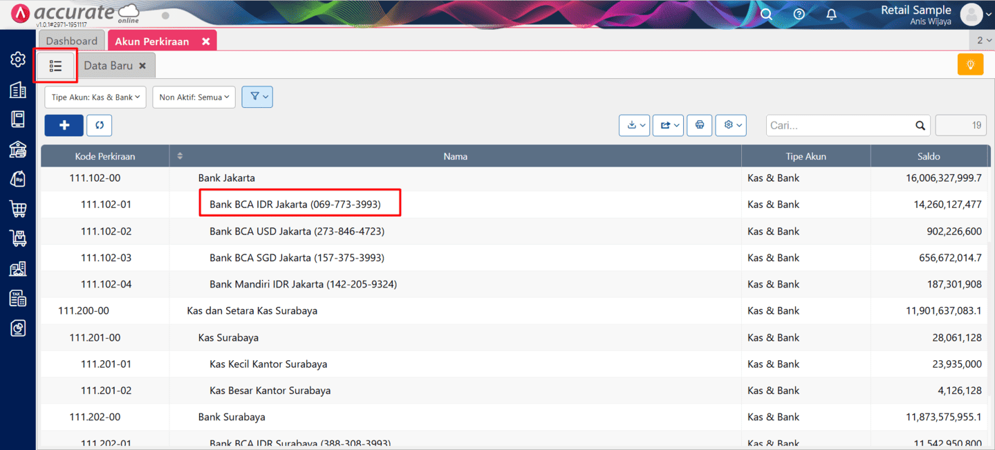 mengedit akun perkiraan di Accurate Online