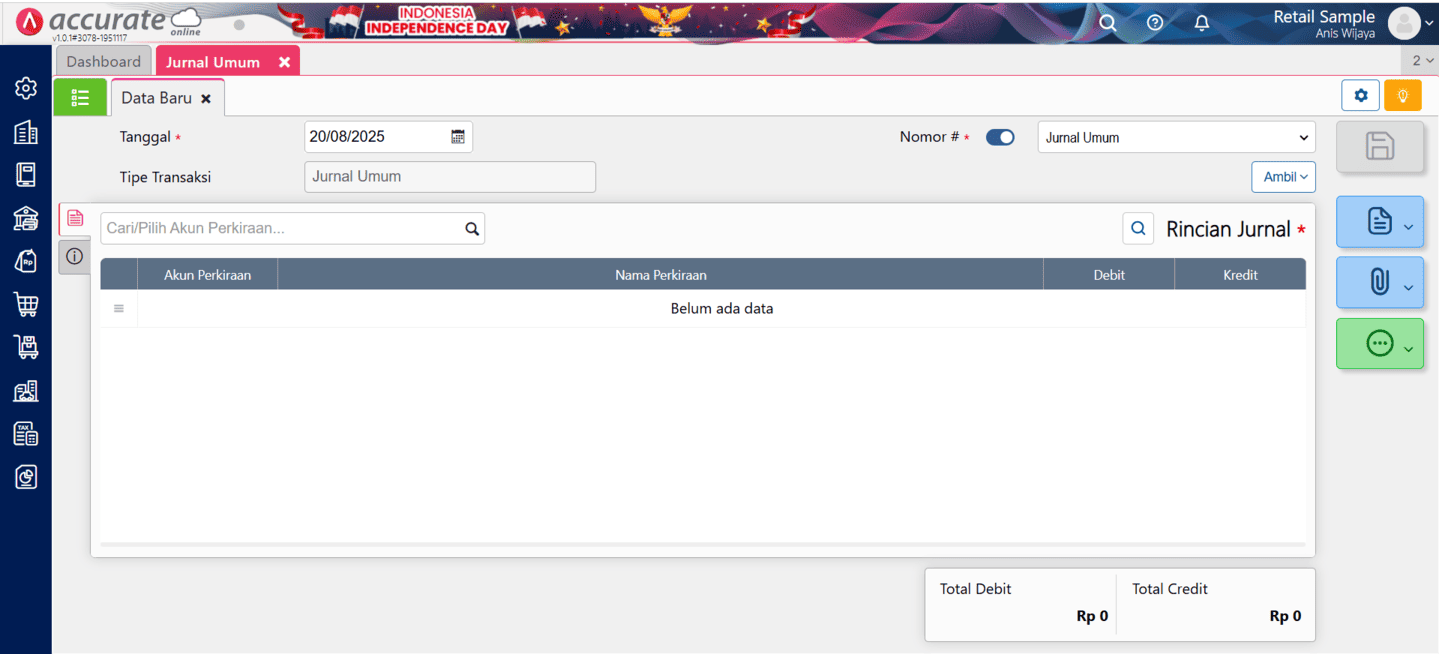 Fitur Jurnal Umum di Accurate Online