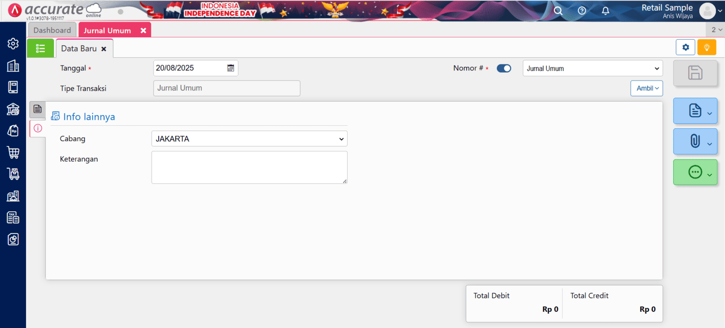 Fitur Jurnal Umum di Accurate Online