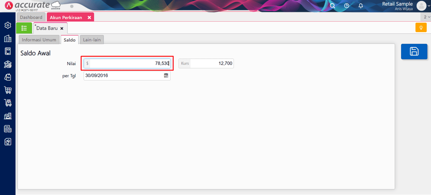 membuat akun perkiraan menggunakan mata uang asing