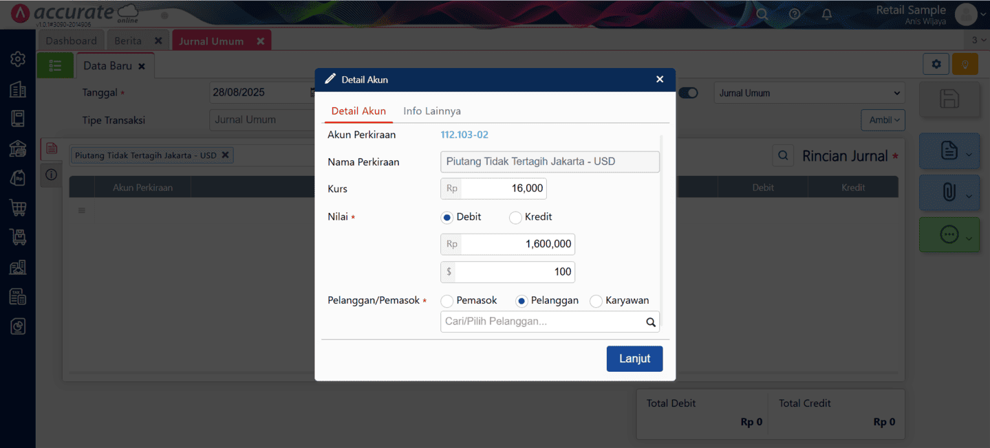 Membuat Jurnal Umum Mata Uang Asing