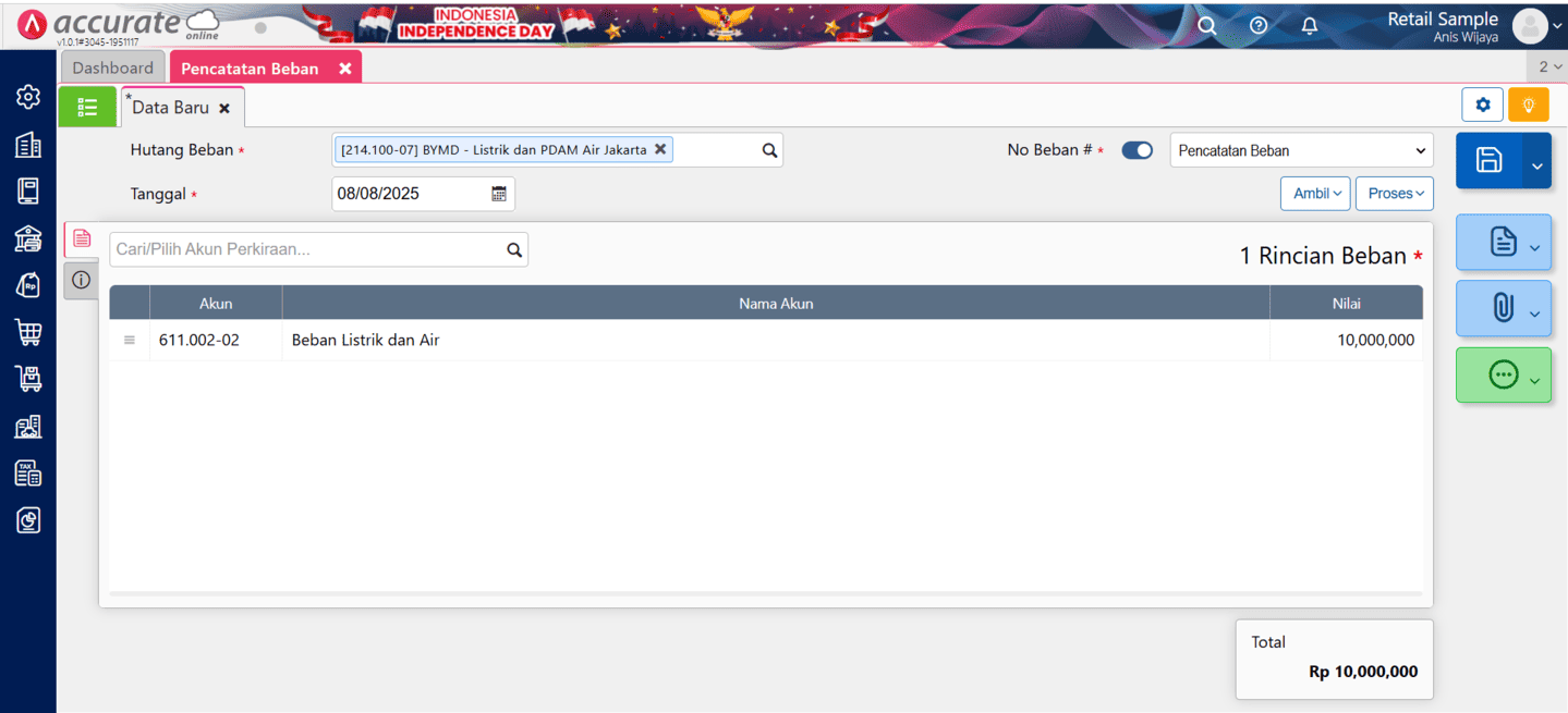 membuat pencatatan beban
