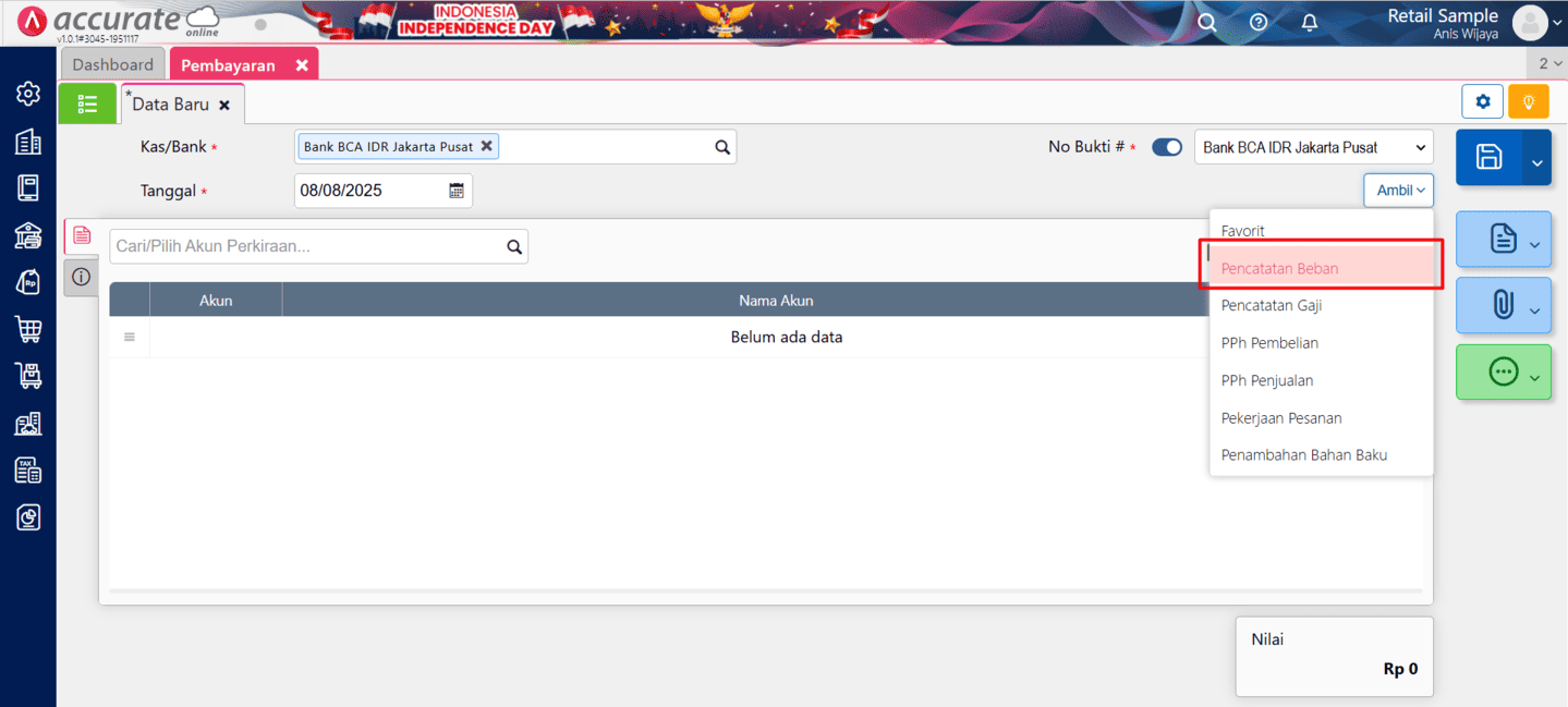membuat pencatatan beban