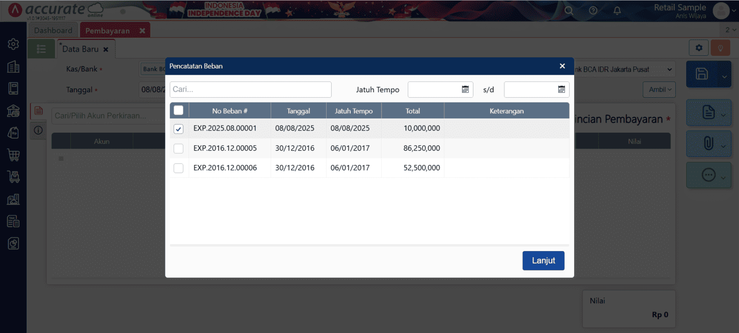membuat pencatatan beban
