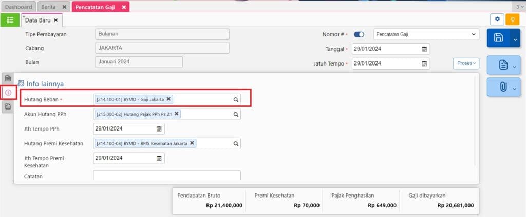 mencatat beban gaji di accurate online 07