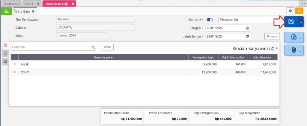 mencatat beban gaji di accurate online
