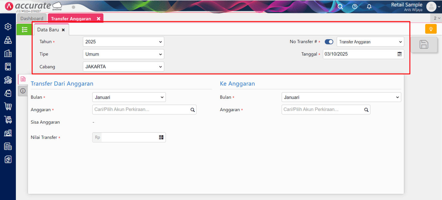 Membuat Transfer Anggaran di Accurate Online Membuat Transfer Anggaran di Accurate Online