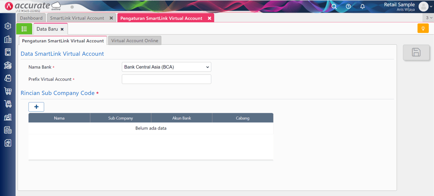 fitur smartlink virtual account di Accurate Online