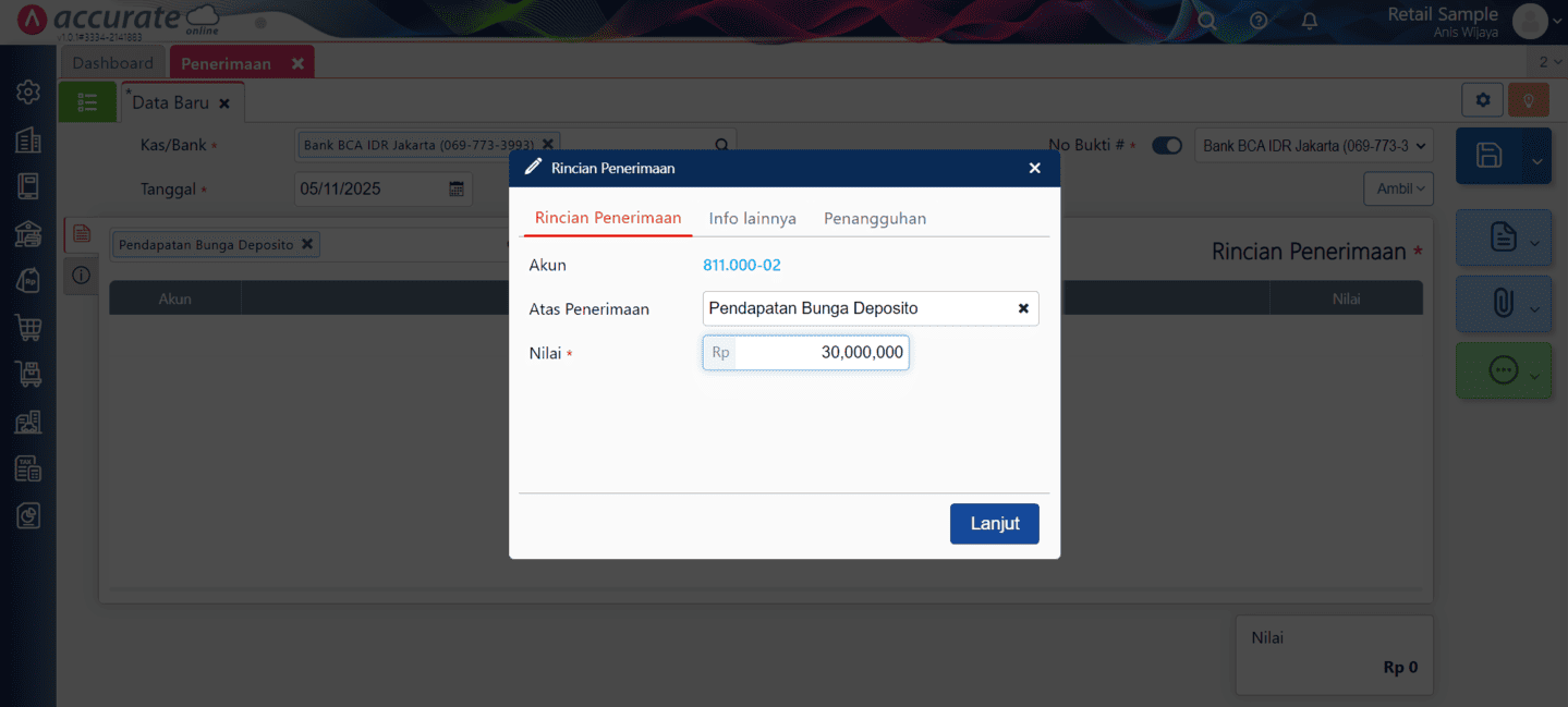 membuat penerimaan di accurate online