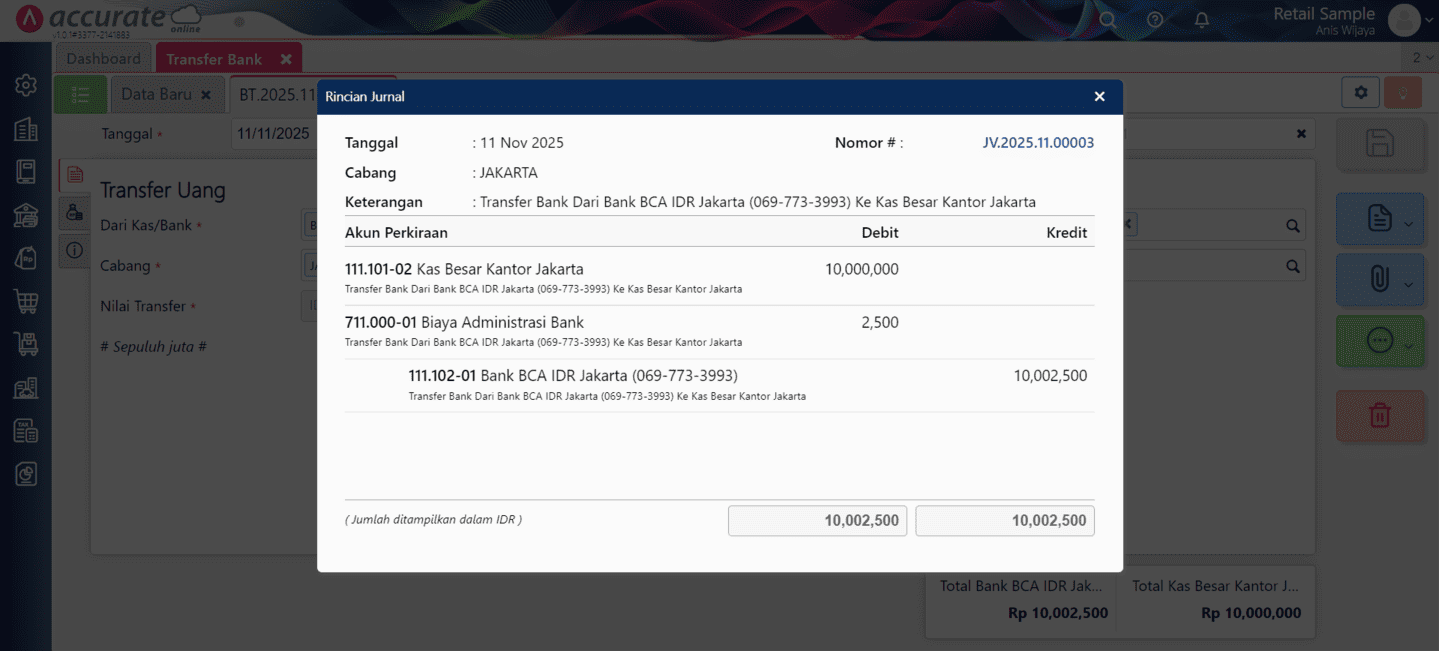 membuat transfer bank di accurate online