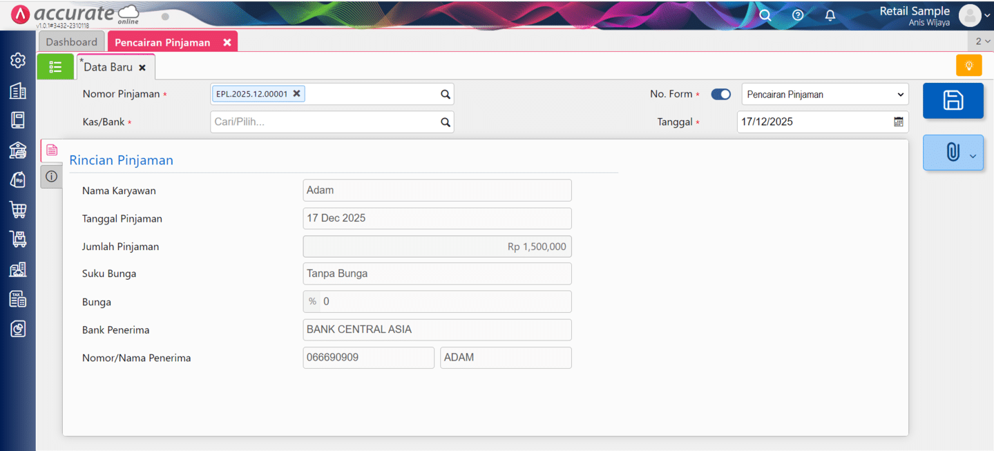 Membuat Pencairan Pinjaman di Accurate Online