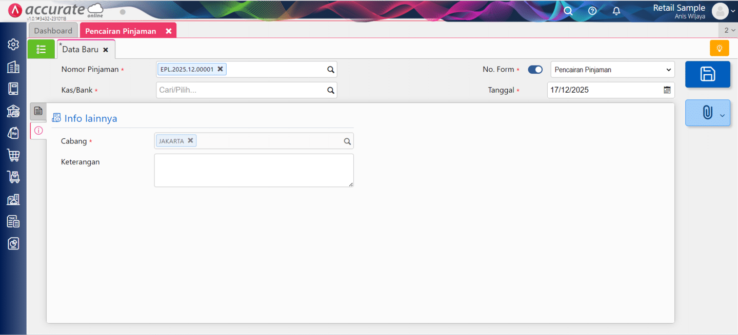 Membuat Pencairan Pinjaman di Accurate Online