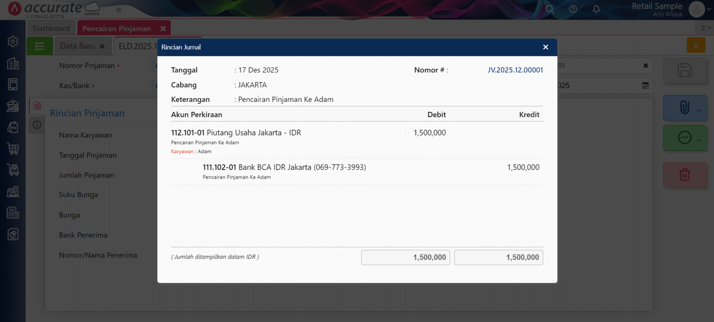 Membuat Pencairan Pinjaman di Accurate Online