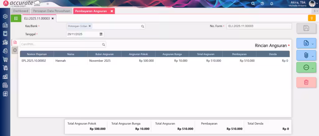 membuat pembayaran angsuran melalui pencatatan gaji