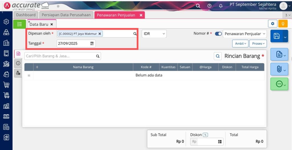 Membuat Penawaran Penjualan di Accurate Online Membuat Penawaran Penjualan di Accurate Online