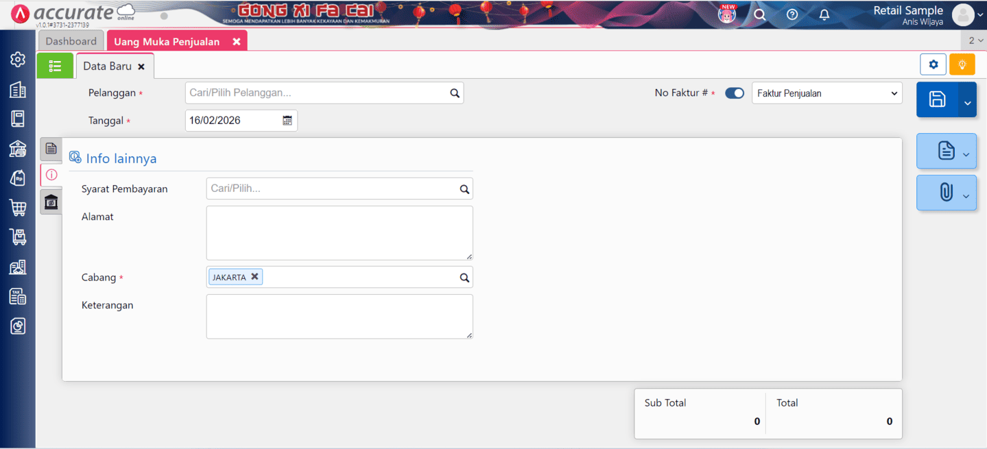 fitur uang muka penjualan di Accurate Online fitur uang muka penjualan di Accurate Online