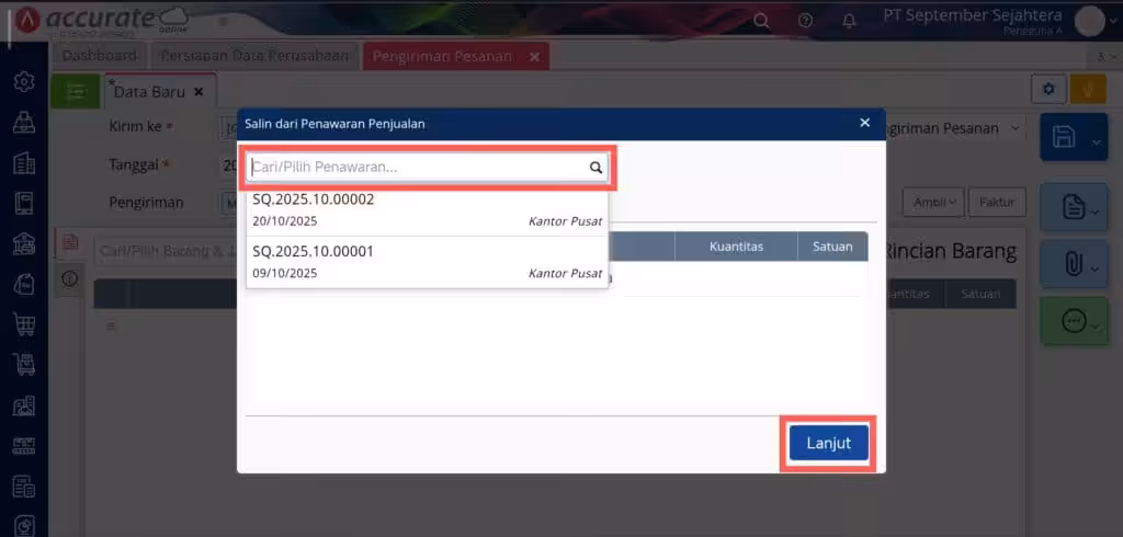 Membuat Pengiriman Pesanan Dari Penawaran Membuat Pengiriman Pesanan Dari Penawaran