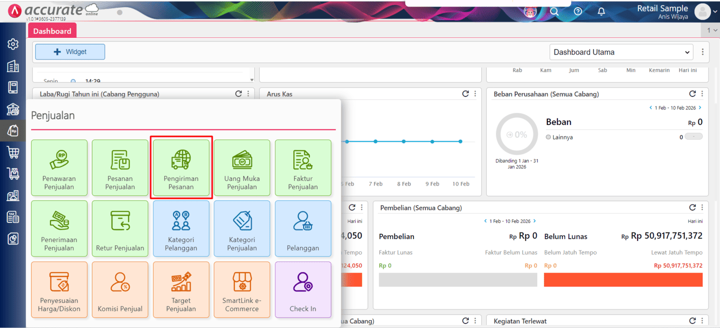 membuat pengiriman pesanan di Accurate Online