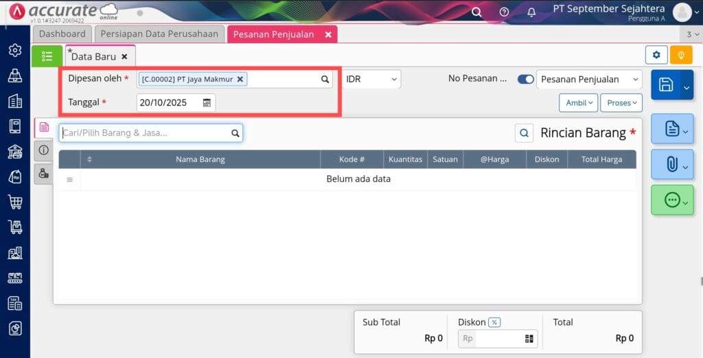 membuat pesanan penjualan di Accurate Online membuat pesanan penjualan di Accurate Online