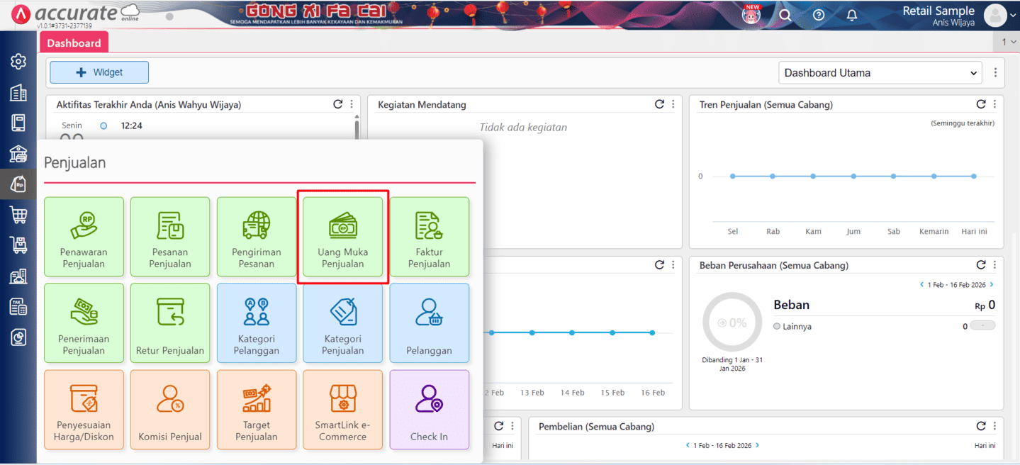 membuat uang muka penjualan di Accurate Online membuat uang muka penjualan di Accurate Online