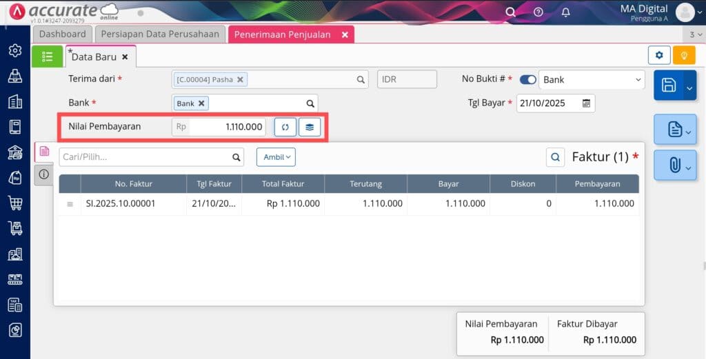 membuat uang muka penjualan di Accurate Online membuat uang muka penjualan di Accurate Online