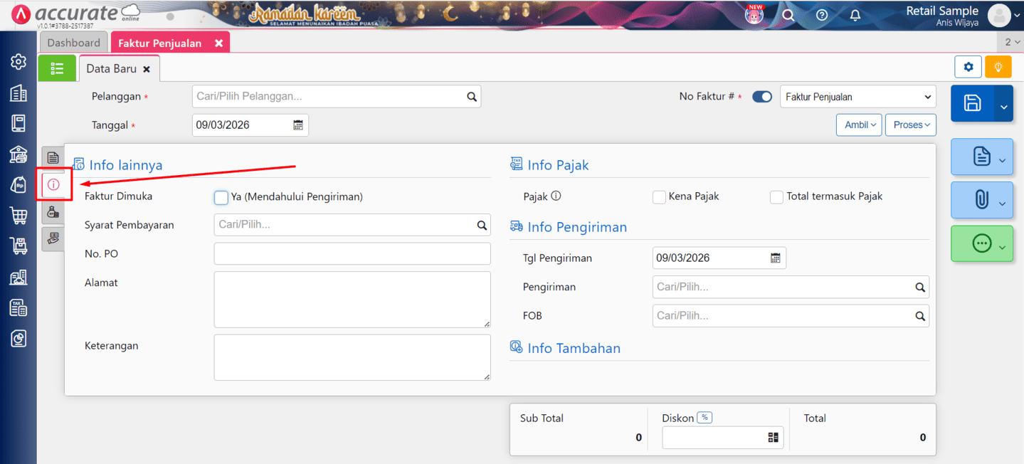 fitur faktur penjualan di Accurate Online