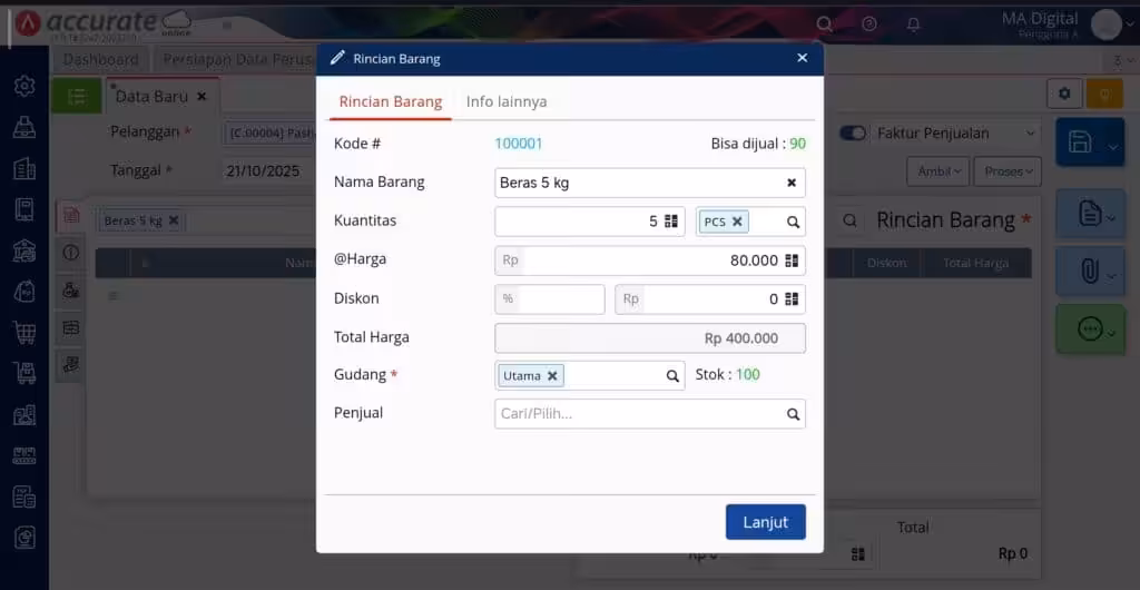 membuat faktur penjualan di Accurate Online membuat faktur penjualan di Accurate Online